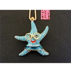 New!Betsey Johnson Fashion Blue Starfish Necklace